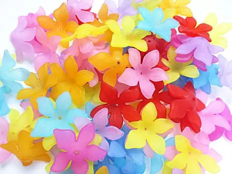 Large Flower Matte Acrylic Beads Flower Colorful Mix Assortment Set 80 Pieces 28mm Accessory Materials Handmade Parts Huey Miscellaneous Goods