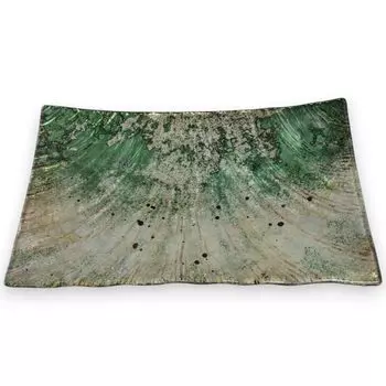 Large Glass Rectangular Dessert Green and by Sairan J-kitchens Plate, Gold, 23cm, зелёный