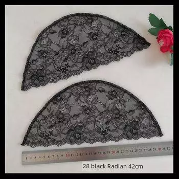 Large Lace Stitching Cover Oversleeve Sleeveless Cheongsam plus Cuff Apricot Arms Hiding Bye-Bye Meat Semi-Finished Fake Sleeve Black 28 small size a pair of radians 42cm