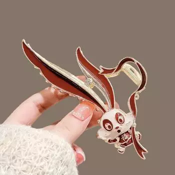 Large Metal Red Rabbit Hair Claws Clip Girls Rhinestone Tassel Hairpins Women Fashion Barrette Styling Tools Hair Accessories