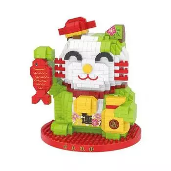 Large Nanoblock Green Neko Japanese Cat 1158 Pieces (PCS)