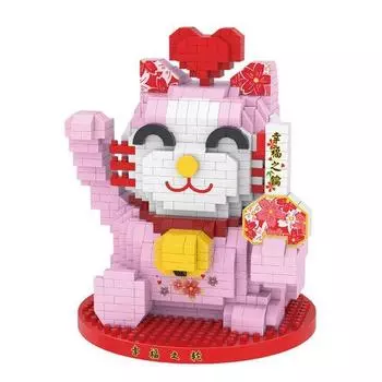 Большой Nanoblock Розовый Неко Японский Кот 1166 Деталей (PCS)