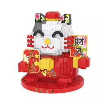Large Nanoblock Red Neko Japanese Cat 1099 Pieces (PCS)