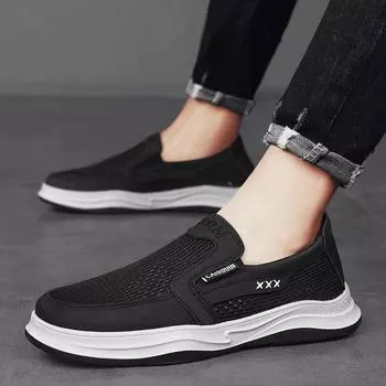 Large net hollow men s shoes summer 2024 breathable mesh shoes men s casual one-pedal lazy shoes men s work shoes 39