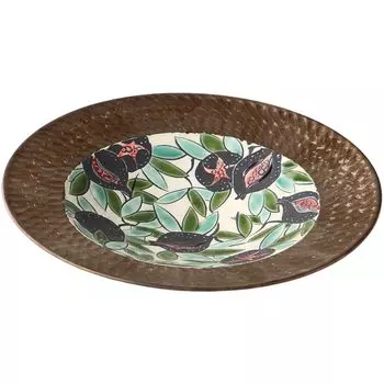 Большая тарелка x x В5см Гранатовый Оливковый Большая тарелка Керамика Мино Яки Сделано в Японии Ale-net Ш24.5 Г24.5