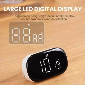 Large Screen Electronic Kitchen Timer LED Display Electronic Timer Positive Negative Baking Timer Reminder Timing Big Loud Alarm чёрный