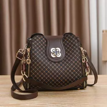 Large shoulder bag for women checkered flip print bucket bag crossbody bag luxury design trendy new