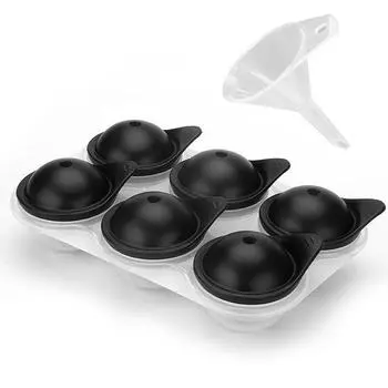 Large Silicone Ice Cube Tray With Lid Big Ice Ball Maker Round Sphere for Whiskey/ Cocktails/Bourbon