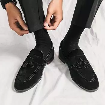 Large size472025 new matte leather lazy one pedal beanie shoes men s Genuine Leather 37 чёрный