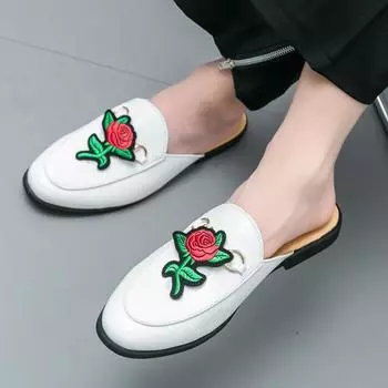 Large size47 Men s Summer New Casual Baotou Embroidery Half Baotou Genuine Leather 38
