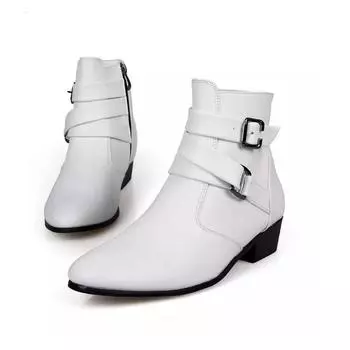 Large Size 2024 Autumn Knight Men s Shoes Fashion Casual Leather Boots Men s White Martin Boots British Leather Shoes 39