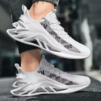 Large size 2024 fly-woven blade shoes men s casual sports fly-woven mesh men s shoes large size travel running shoes 39 белый