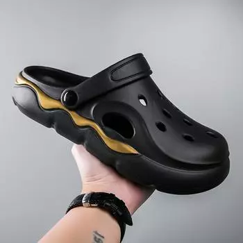 Большие размеры 2024 года, летняя новая мужская обувь, мужская модная обувь с отверстиями, трендовая повседневная обувь, пляжная обувь для отдыха на природе 40 серый