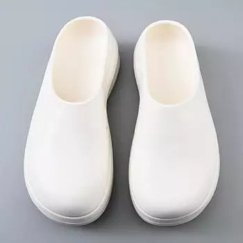 Large size 44-45 beach shoes men s chef shoes one-word sandals thick sole height increase couple 36-37 белый