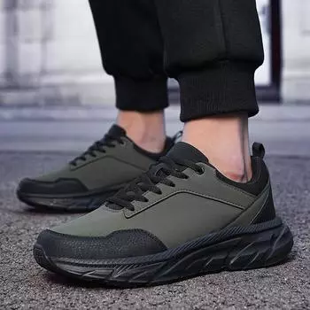 Large size 48 outdoor sports shoes men s autumn new men s leather casual shoes outdoor lightweight running shoes men 39 чёрный