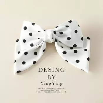 Large Size Bowknot Hairclip Barrette Black and White Dot Fashion Korean Fashion Hairpins for Women and Girls