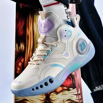 Large size boys summer 2025 new teen older children breathable mesh student outdoor sports basketball shoes 35 бежевый