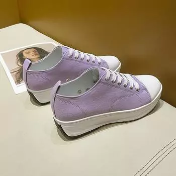 Large size casual single shoes women s 2024 spring and autumn new European and American solid color platform lace-up canvas shoes casual shoes 36 красный