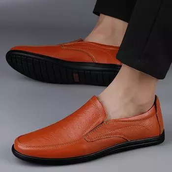 Large size cotton leather shoes men s genuine leather soft sole soft surface light beanie shoes men s autumn and winter business casual shoes 38