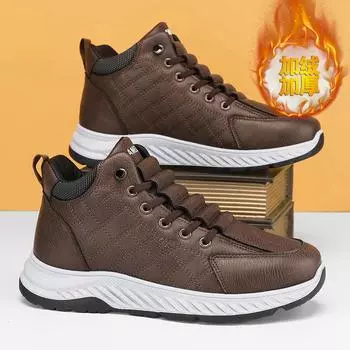 Large size cotton shoes men s winter velvet thickened warm dad snow boots outdoor waterproof, non-slip and cold-proof cotton boots 39 чёрный