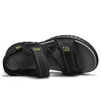 Large Size Cowhide Open-toed Sandals Men s Sports Casual Beach Shoes 38 серый