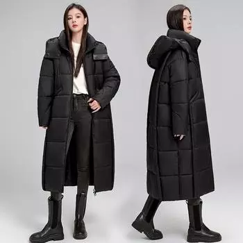 Large Size Down Clothes for Women s Medium and Long 90kg Korean Version Winter Loose Thickened Knee-padded Jacket M