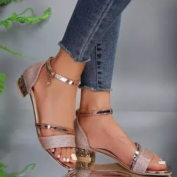 Large size fish mouth sandals women s 2025 new fashion versatile one-word buckle high heels ladies shoes 35 чёрный