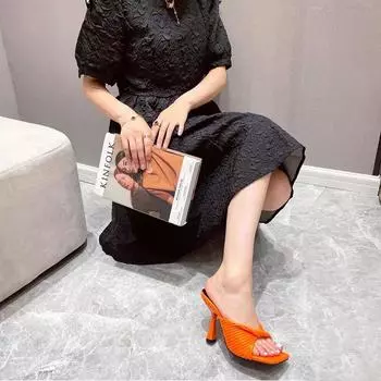 Large size high heels 2024 new temperament fashion casual sexy fashion sandals women s slippers 36 чёрный
