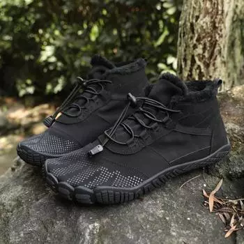 Large size hiking shoes men s high-top cotton shoes hiking shoes velvet warm snow boots male manufacturer 35 чёрный