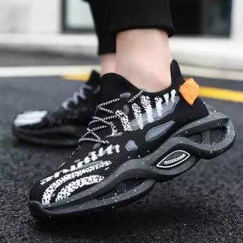 Large size luminous men s shoes 2025 spring sports and leisure fly-woven shoes coconut trend shoes platform men s shoes 40 чёрный