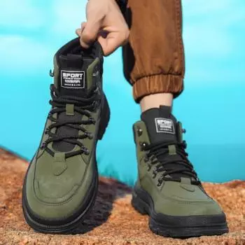 Large size Martin boots men s 2024 autumn new high-top shoes tooling soft leather outdoor versatile wear-resistant thick-soled boots 39 чёрный