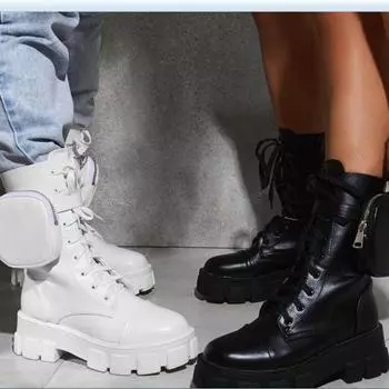 Large size Martin boots women s 2025 new women s boots round head women s locomotive boots knight boots women s shoes shoes 35 белый