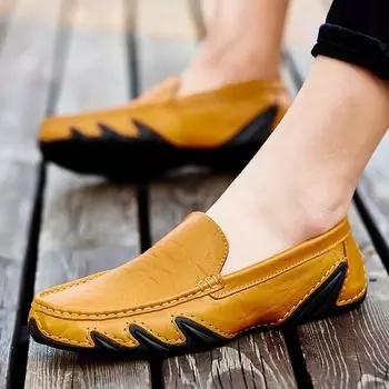 Large size men s Doudou shoes British driving shoes leather popular casual shoes fashion lazy shoes 38 жёлтый
