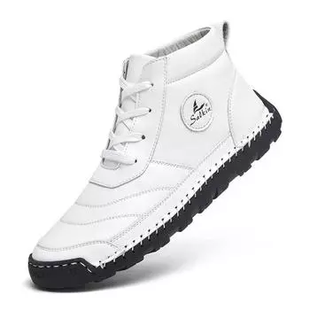 Large size men s leather shoes high-top hand-stitched Martin boots spring and summer casual short boots men s shoes 39