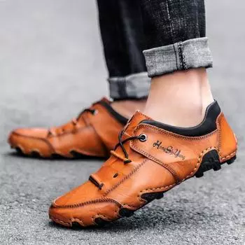 Large size men s popular leather soft sole durable octopus casual trend leather shoes 38 чёрный