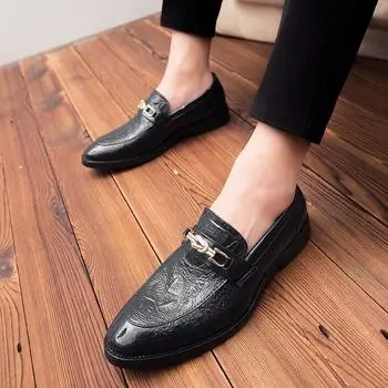 Large size men s shoes autumn new trend dress casual shoes British style retro leather shoes trendy shoes 38 синий