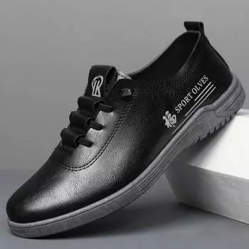 Large size men s shoes four seasons new men s shoes casual one-pedal breathable fashion soft sole round head men s leather driving shoes 39 коричневый