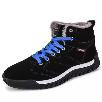 Large size men s shoes medium tube snow boots winter new thermal velvet cotton shoes fashion outdoor mountaineering short boots 39