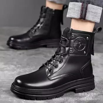 Large size men s shoes men s versatile Martin boots high-top trendy tooling shoes wear-resistant cotton warm leather shoes manufacturer 38