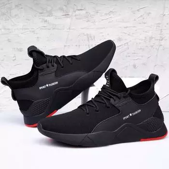 Large size men s shoes new sports shoes breathable versatile trend casual lightweight comfortable mesh shoes men s shoes 39 чёрный