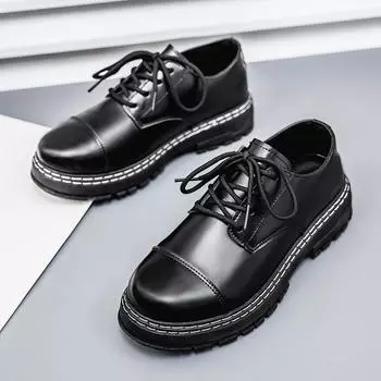 Large size men s shoes spring 2025 new Korean version casual leather shoes men s British dress black work shoes 39 чёрный