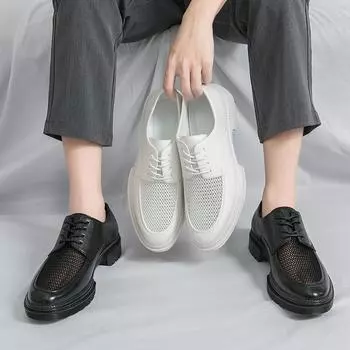Large size men s shoes summer new casual leather shoes fashionable breathable hollow mesh leather shoes trendy business leather shoes 46 38