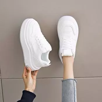 Large size muffin little white shoes women s autumn new thick-soled heightening board shoes women s versatile casual sports shoes 36