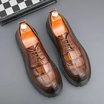 Large size new leather shoes men s casual shoes trend thick-soled lace-up foot leather shoes 38