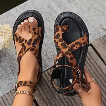 Large size one-word buckle belt women s sandals 2025 new muffin bottom cover toe cloth surface cross belt sandals 36 темно-коричневого
