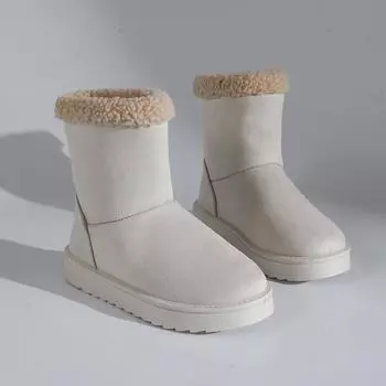 Large size platform snow boots women s cotton shoes trend versatile matte warm 2025 autumn and winter new fashion cotton shoes 36