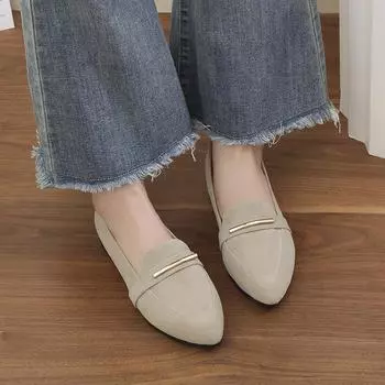 Large size pointed Doudou shoes women s 2024 autumn new women s shoes lazy one pedal flat bottom shallow mouth casual single shoes women 35 серый