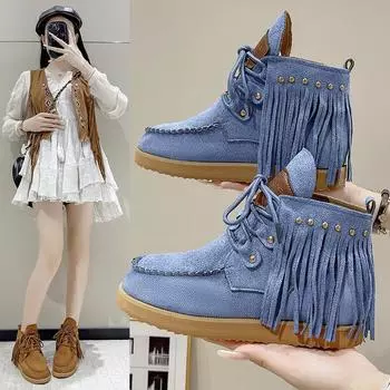 Large size retro suede short Martin boots for women s autumn and winter new lace-up flat boots for women in stock 36 чёрный