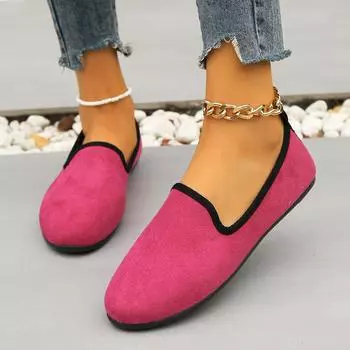 Large Size Soft-soled Round Head Fashion Casual Shoes Women 2025 Spring and Autumn Slip-on Comfortable Single Shoes for Women 35 чёрный