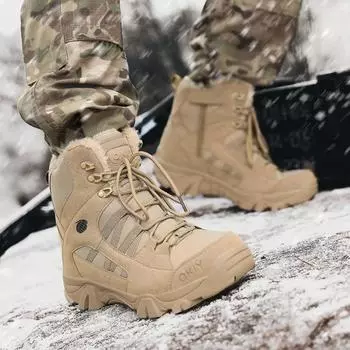 Large size winter new men s outdoor outdoor jungle sports warm and velvet combat training military boots 777 39